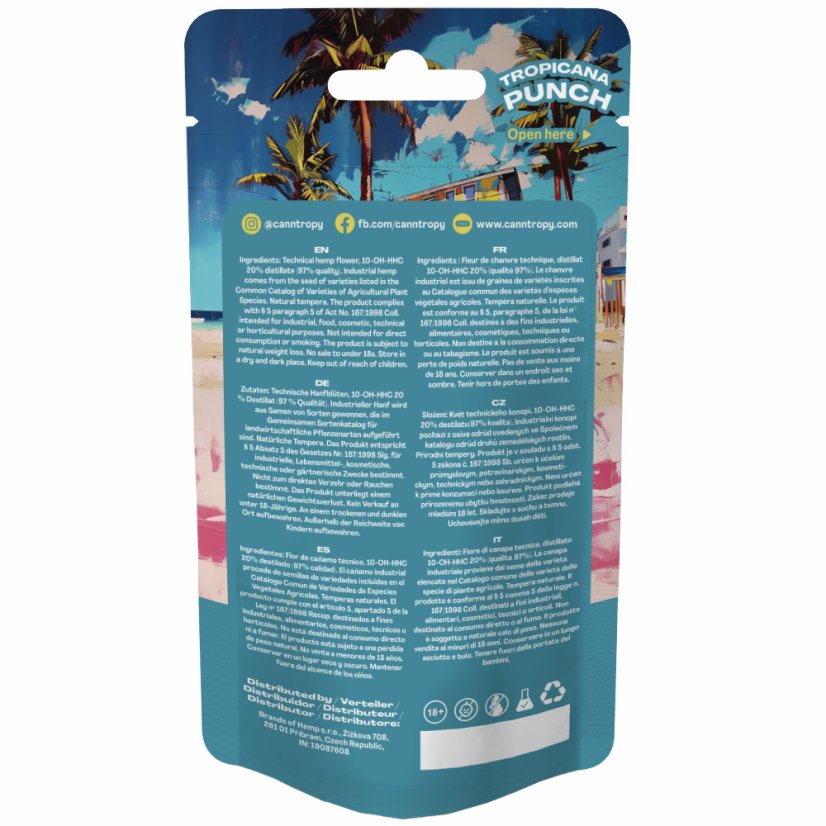 Canntropy 10-OH-HHC Ponche Tropicana Flor, 10-OH-HHC 97% de qualidade, 1 g - 100 g