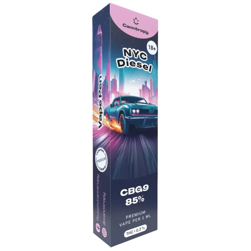 Canntropy CBG9 Disposable Vape Pen NYC Diesel, CBG9 85% kakovost, 1 ml