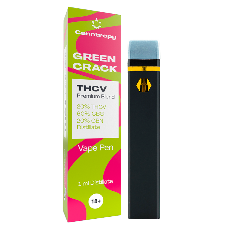 Canntropy THCV Vape Pen Green Crack, 20 % THCV, 60 % CBG, 20 % CBN, 1 ml