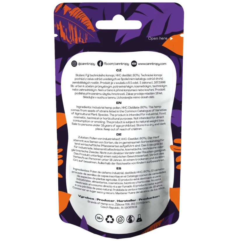 Canntropy Explosão do Vulcão Hash HHC, 60% HHC, 1 g - 100 g