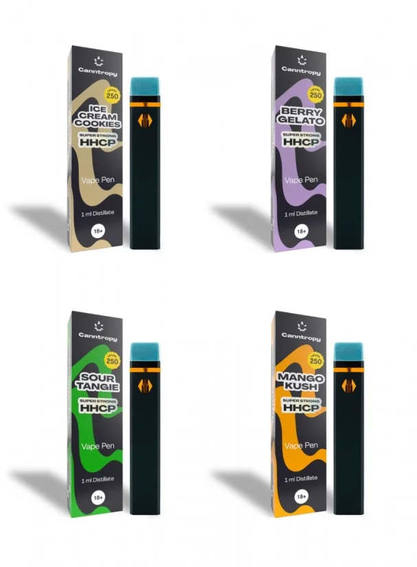 Canntropy Super Strong HHCP Vapes, All in One Set - 4 flavours x 1 ml |  Canntropy