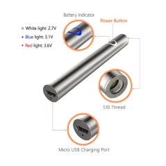 Canna b2b Battery for CBD cartridge, 380 mAh, 510 thread, USB charger, Black