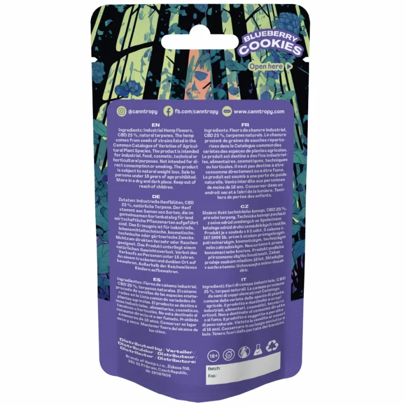 Canntropy CBD Flowers Blueberry Cookies, CBD 25 %, 1 g - 100 g