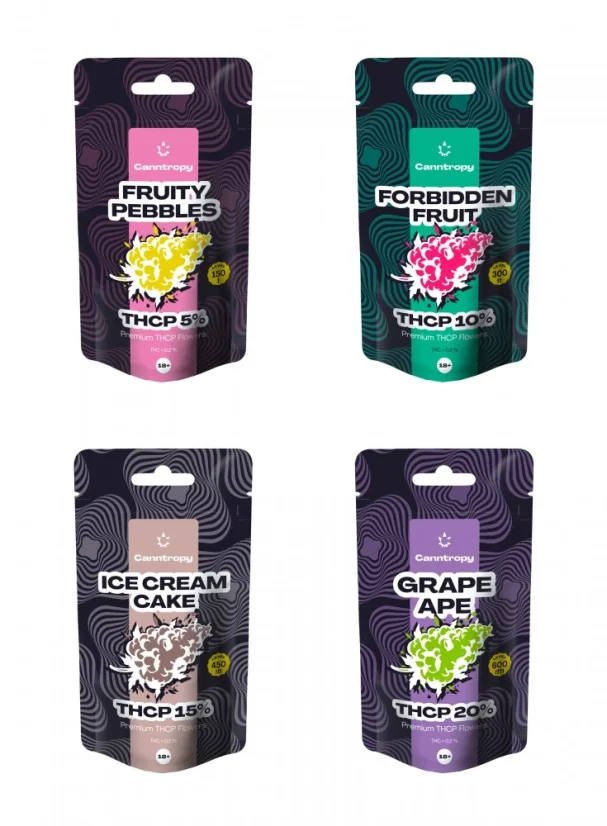 Canntropy Πακέτο λουλουδιών THCP 5 έως 20 %, Όλα σε Ένα Σετ - 4 x 1 g έως 100 g
