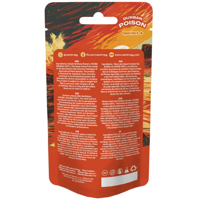 Canntropy H4CBD λουλούδι Durban Poison 60%, 1 g - 100 g