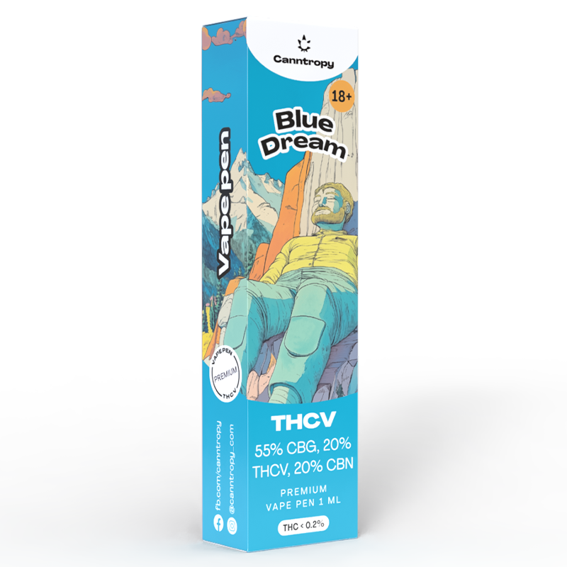 Canntropy THCV Vape Pen Blue Dream, 20 % THCV, 60 % CBG, 20 % CBN, 1 ml