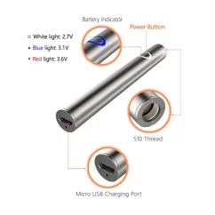 Canna b2b Battery for CBD cartridge, 380 mAh, 510 thread, USB charger, Black