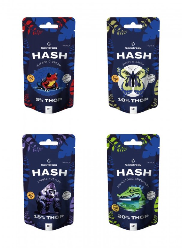 Canntropy THCP Hash bundle 5 a 20%, Tudo em um conjunto - 4 x 1g a 100g