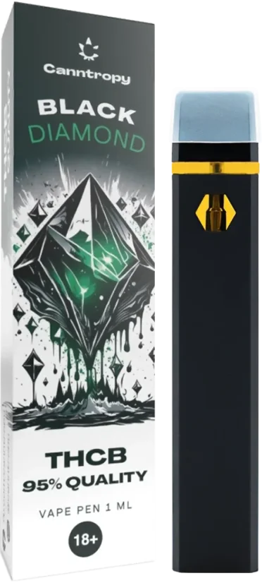 Canntropy Stylo Vape jetable THCB Black Diamond, qualité THCB 95%, 1 ml
