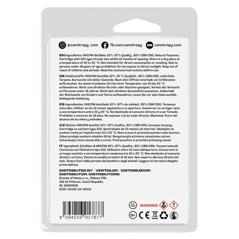Canntropy HHCPM Cartridge Blueberry Cookies,  HHCPM 97% quality, 1 ml