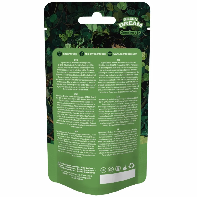 Canntropy CBNO Hash Green Dream, CBNO 94% ποιότητα, 1 g - 100 g