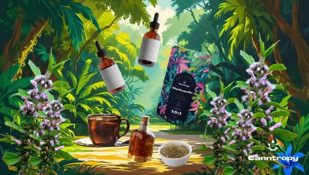 Use of Siberian motherwort (Leonurus sibiricus) – herb, Canntropy Marihuanilla extract 10:1, tinctures, dried mixture and tea in a tropical jungle environment